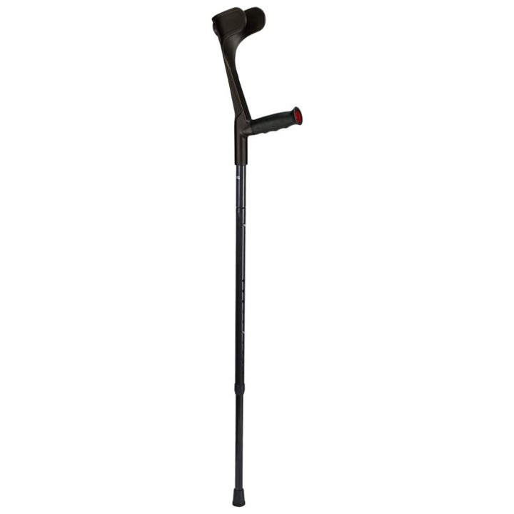 Ossenberg Open Cuff Carbon Folding Soft Grip Black Crutch (Single)